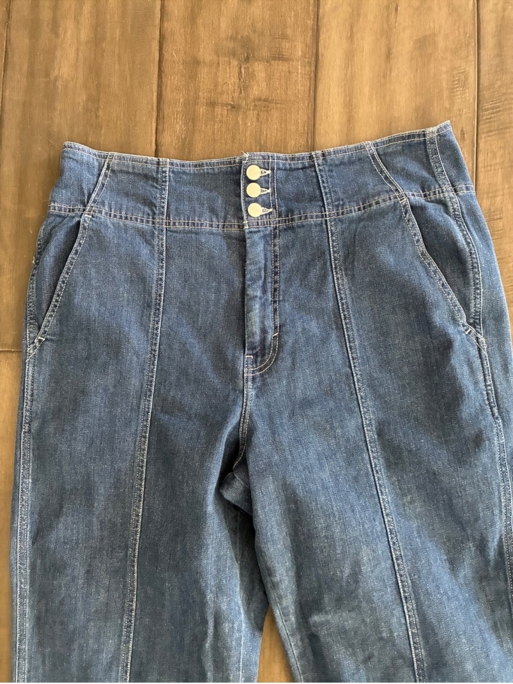Anthropologie Pilcro Seamed High-Rise Wide-Leg Jeans - Size 34 - Picture 3 of 14